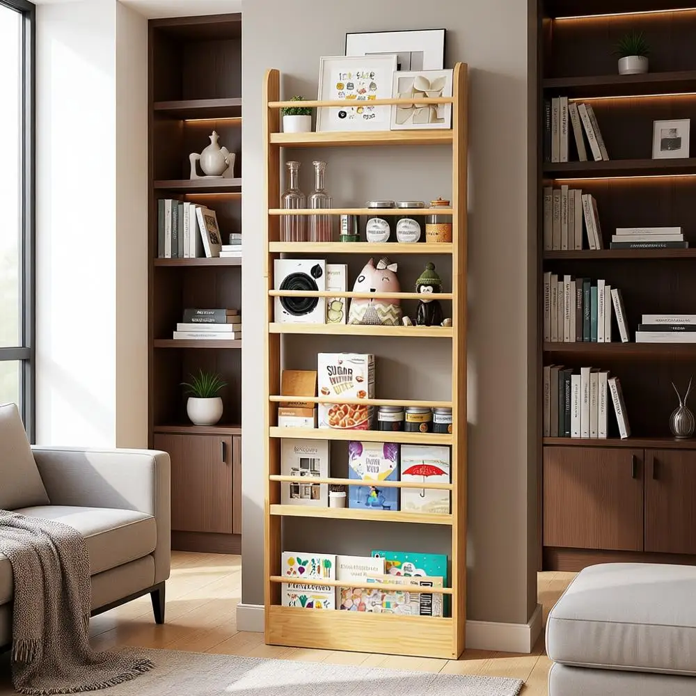 

Space-Saving Wooden Door-Mounted Bookshelf for Kids, Bedroom, Living Room, and Playroom (178 x 60 cm)