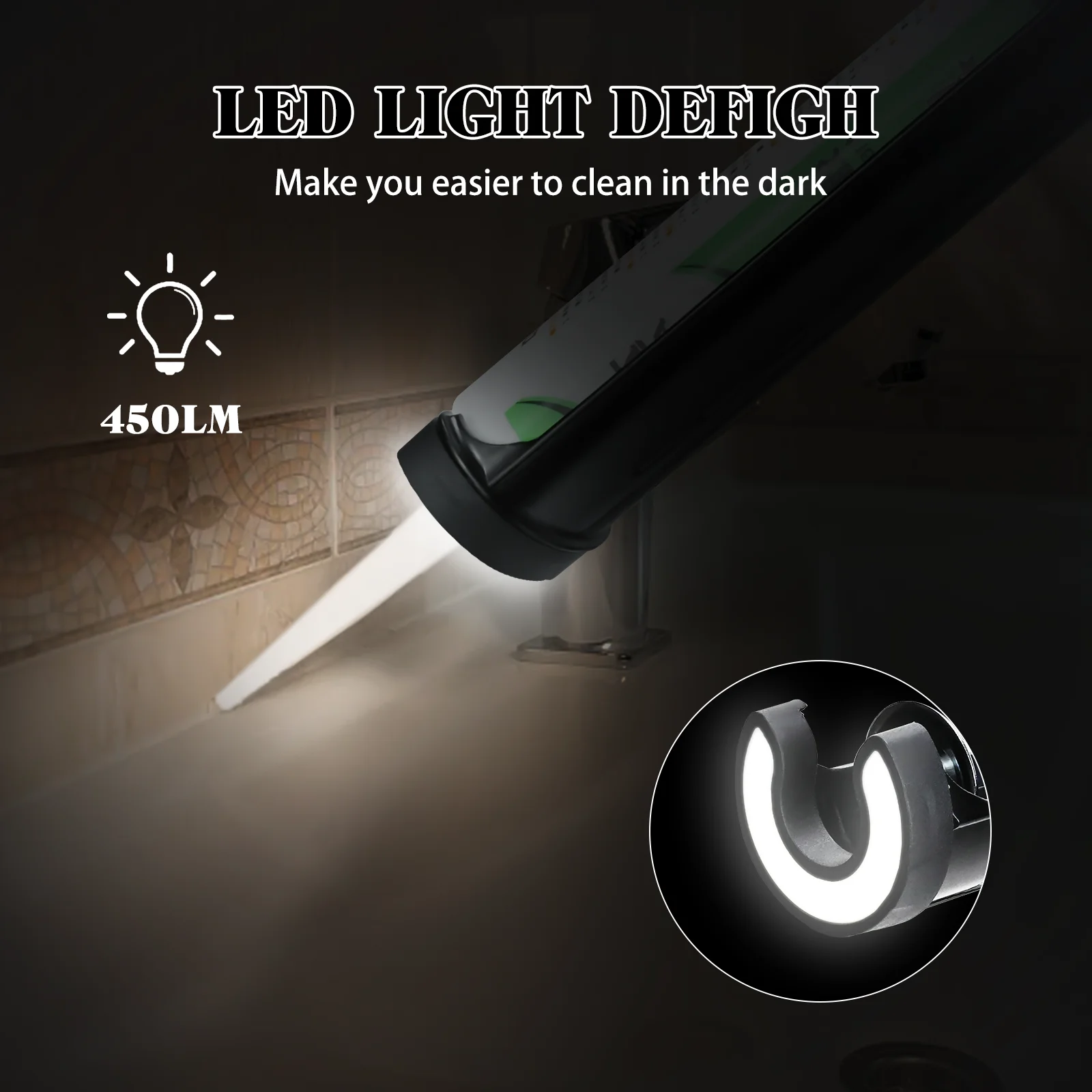 Electric Caulking Gun 10oz/300ml Cordless Caulk Gun 4 Adjustable Speeds with LED Light for Milwaukee 18V Battery (No Battery) image 5