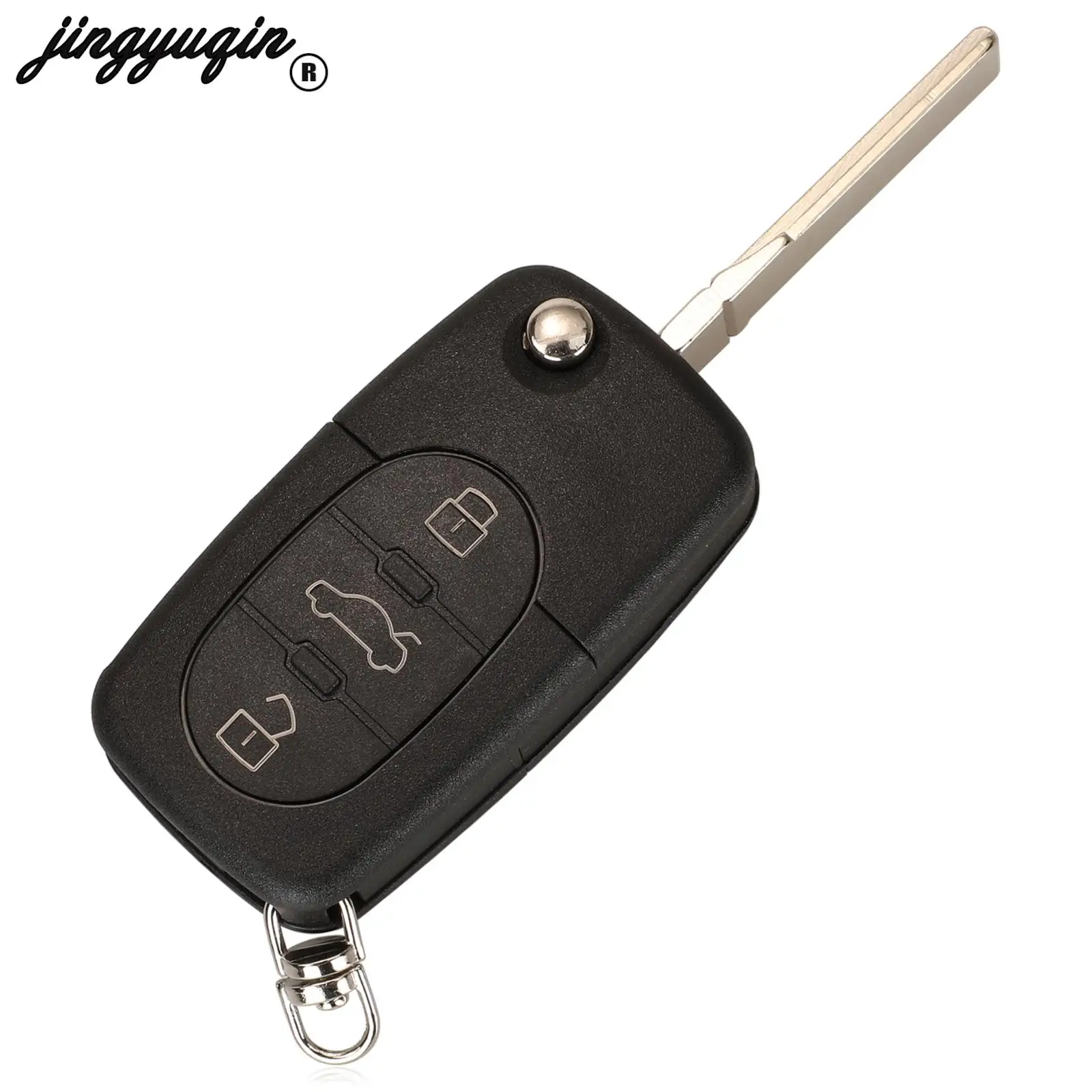 jingyuqin 3 Buttons Folding Car Remote Key 433MHz For Audi A2 A3 A4 A6 A8 TT Old Models id48 Chip 4D0 837 231 K Fob HU66 Blade