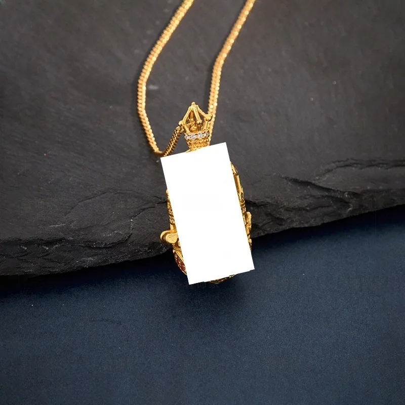 Cz gold flower blooming buddha gau box necklace pendant amitabha guanyin gold color