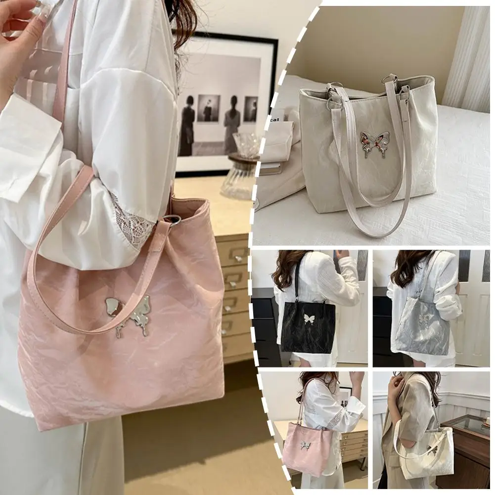 Popular Butterfly Tote Big Bag For Women 2024 Fashionable Commuter Women's Bag Large Capacity Versatile Shoulder Bag B4D8