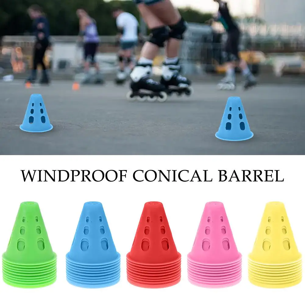 10pcs Windproof Conical Barrel Football Standard Disc Roller Training Roller Football Skateboard Obstacle Skating Skating T U2B2