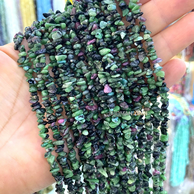 Großhandel 30 Zoll 3-5mm Unregelmäßige Naturstein Kanada Grüner Jaspis Jade Zwischenperlen für Schmuckherstellung DIY Armband Zubehör – Detail 7
