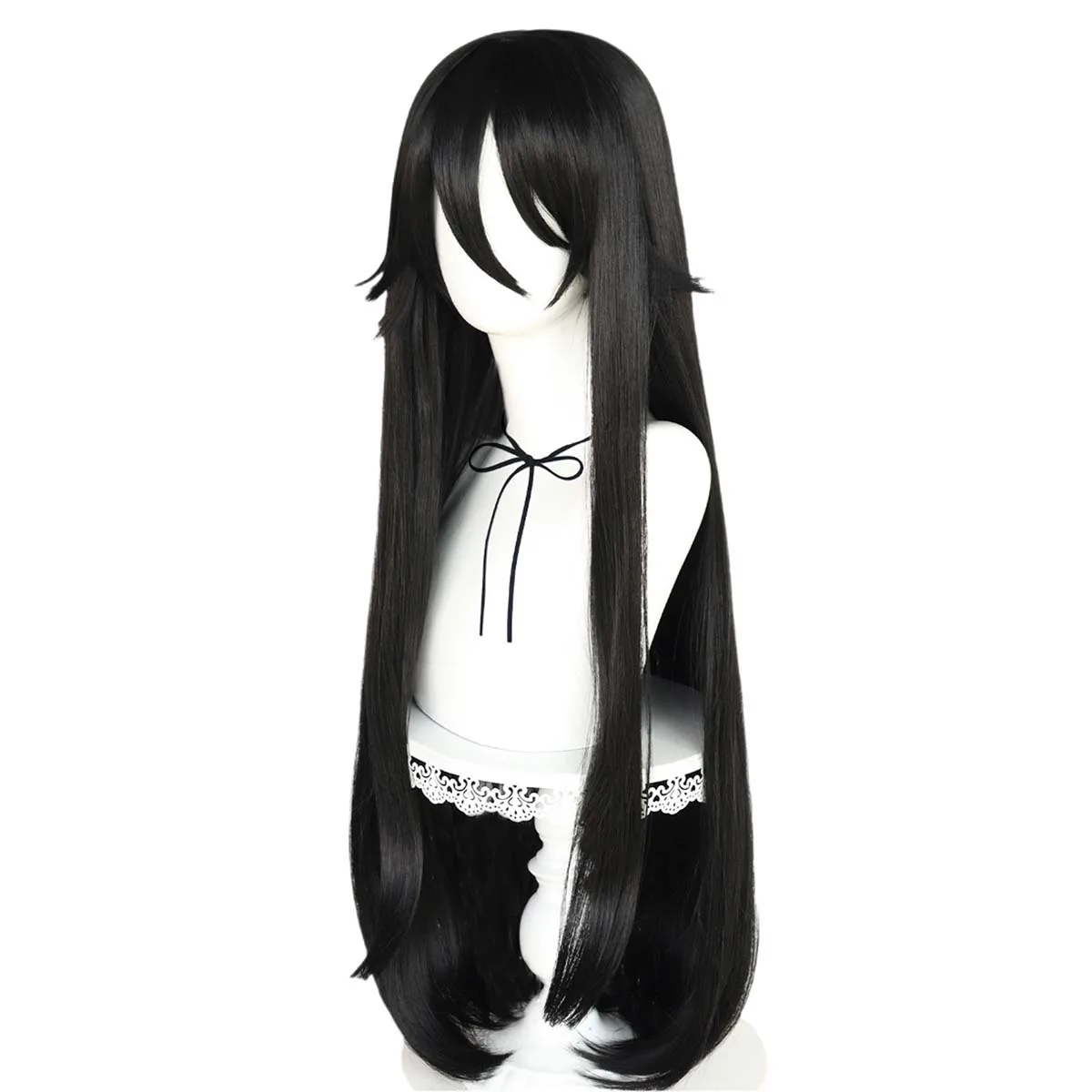 Perruque de cheveux noirs longs et lisses pour femmes, simulateur Yandere Cos Ryoba Aishi
