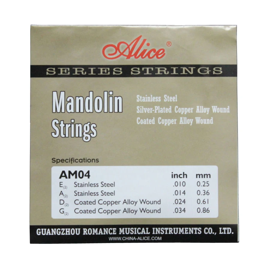 10 Sets Alice AM03/AM04 /AM05 Mandolin Strings for Beginner Silver-Plated/Coated Copper Alloy Wound EADG AM06/AM07/AM08 Options