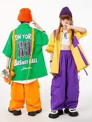Fashion Loose Shirt Coat Girls' Clothes Hip Hop Kids Dance Costume Boys Street Dancing Performance Catwalk Stage Costume BL6500