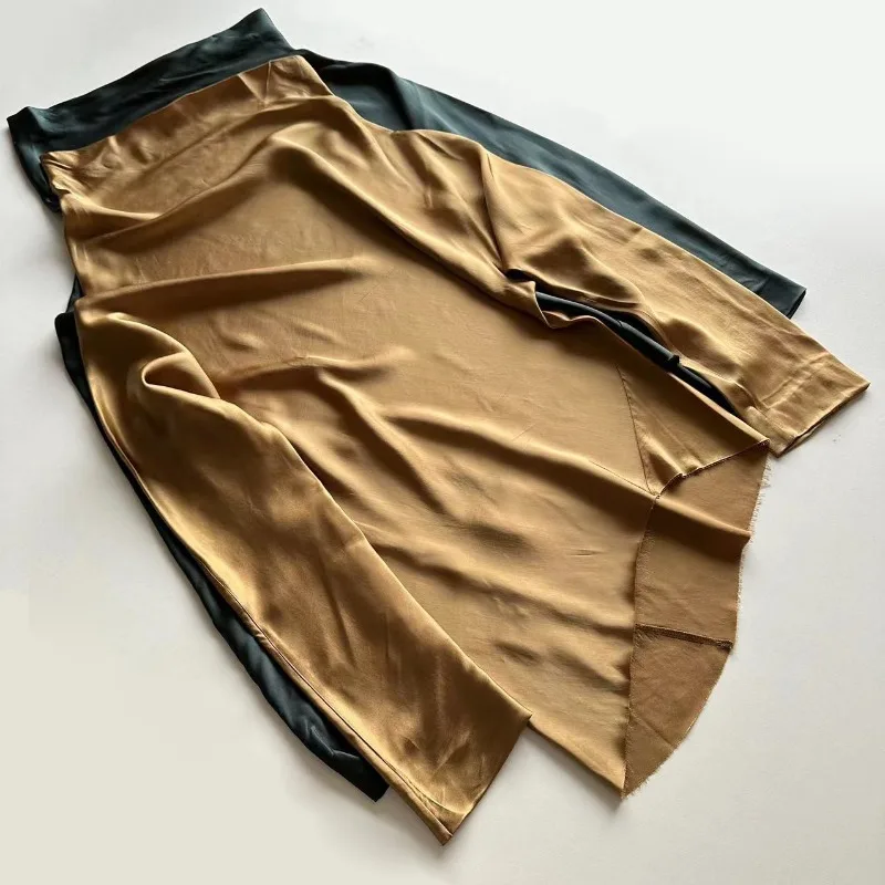 LUXURY-Glossy Satin Top with Off Shoulder, Long Sleeves, Elegant Irregular Cut and Fringed Top, Autumn and Winter, 2024