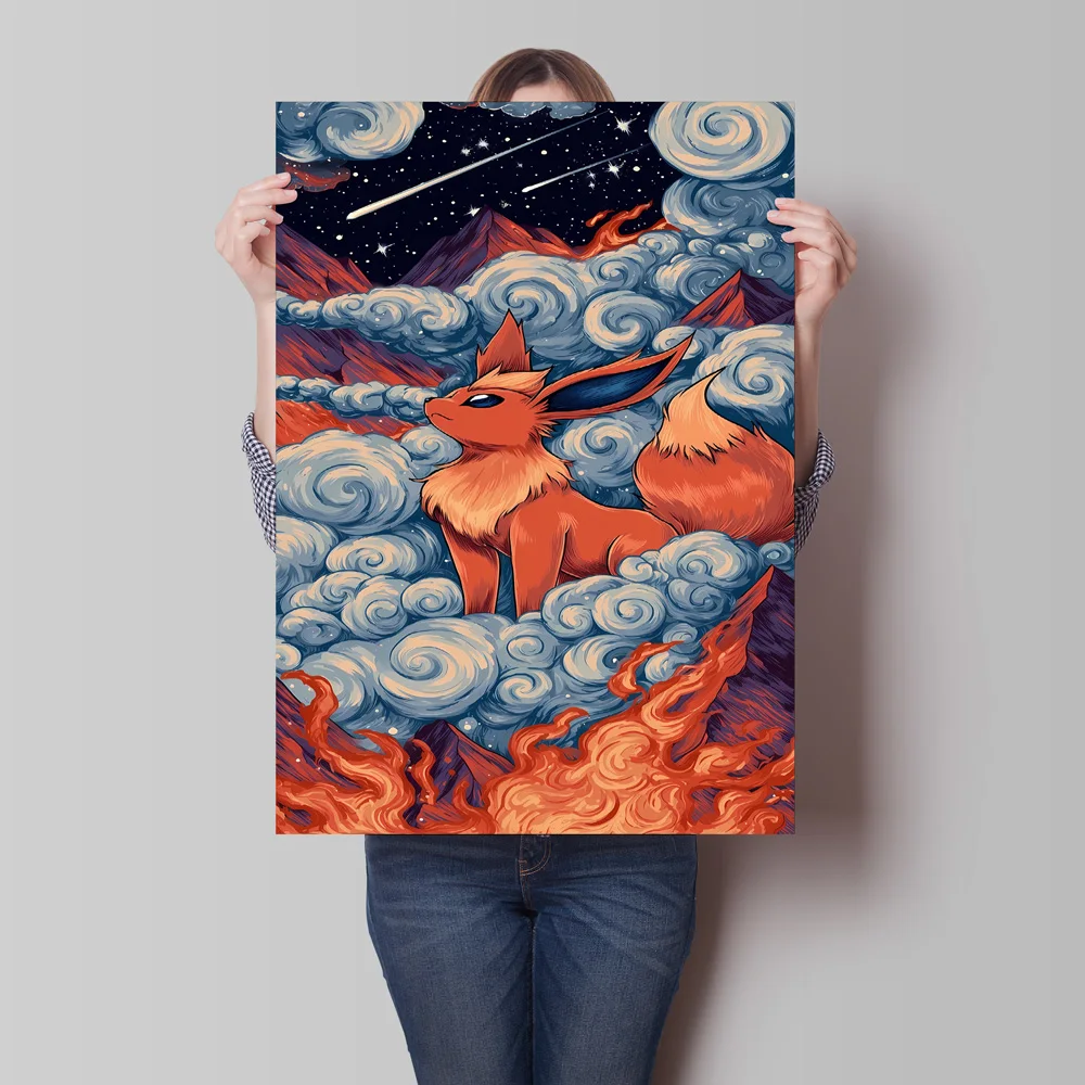 1PC frameless, Paintings Canvas Printing Pokemon Starry Sky Poster Wall Art Modern Living Room Multi Functional Decoration