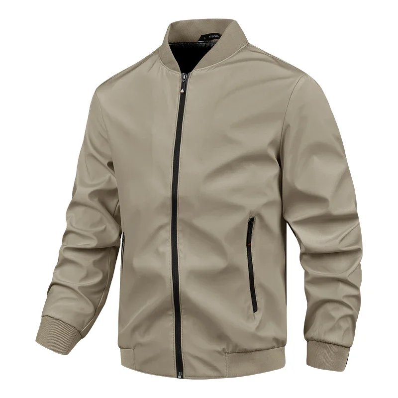 

Men's Baseball Collar Casual Jacket Spring and Autumn Solid Color Jacket