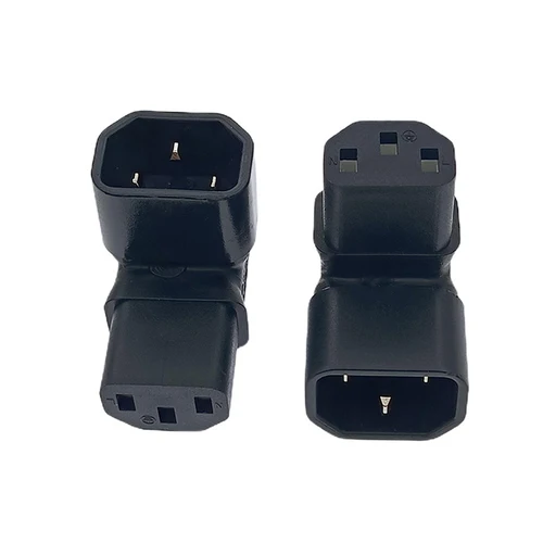 Imagen 2 del producto IEC 320 C14 a C13 Adaptador de CA de ángulo izquierdo y derecho IEC 3 polos IEC 320 3 pines macho a hembra extender convertidor de CA de ángulo hacia abajo de 90 grados