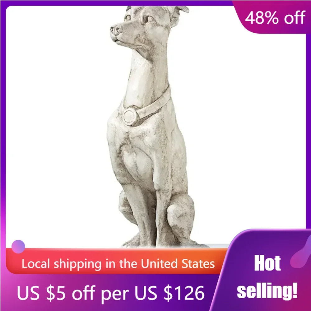 

AL32920 Art Deco Whippet Greyhound Sentinel Dog Statue Home Decorations Antique StoneFreight Free Sculptures & Figurine Crafts