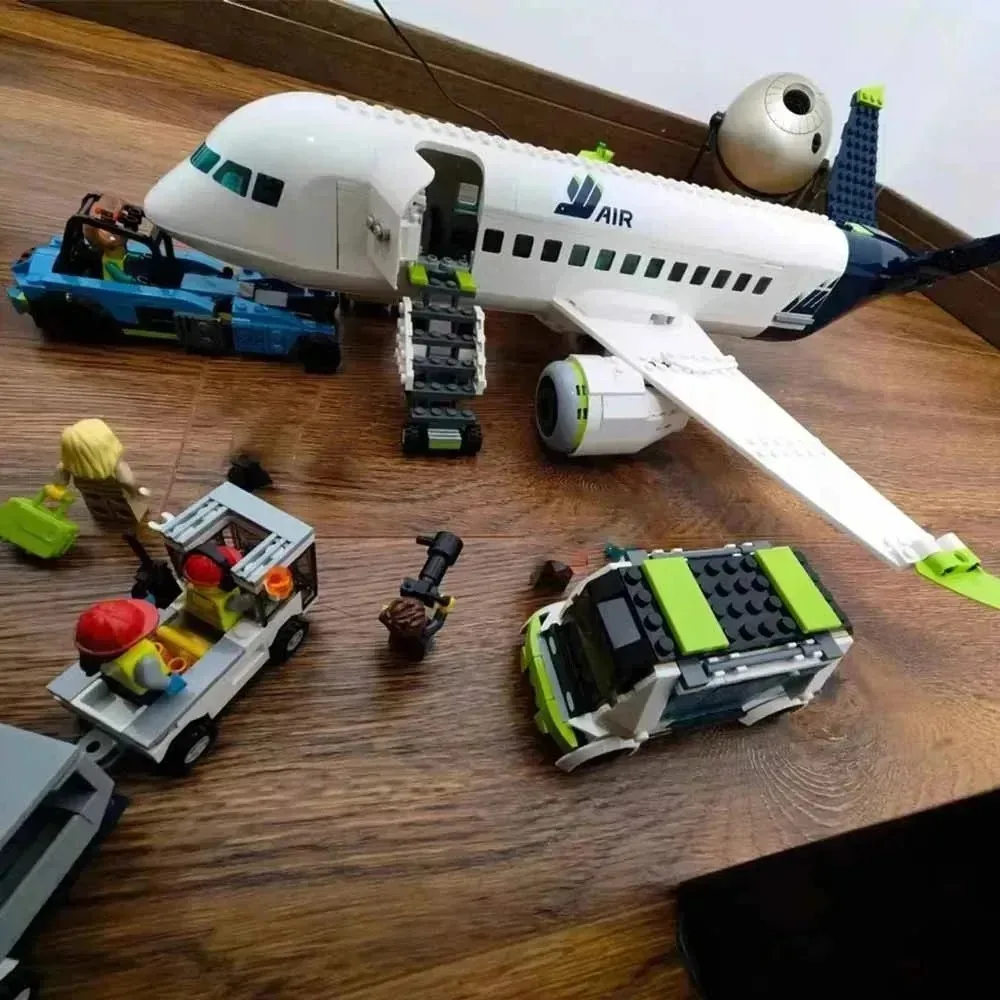 Passagiersvliegtuigbouwset 913-delig - MOC-vliegtuigmodel compatibel 60367, STEM educatief speelgoed voor kinderen, kerstbirthda