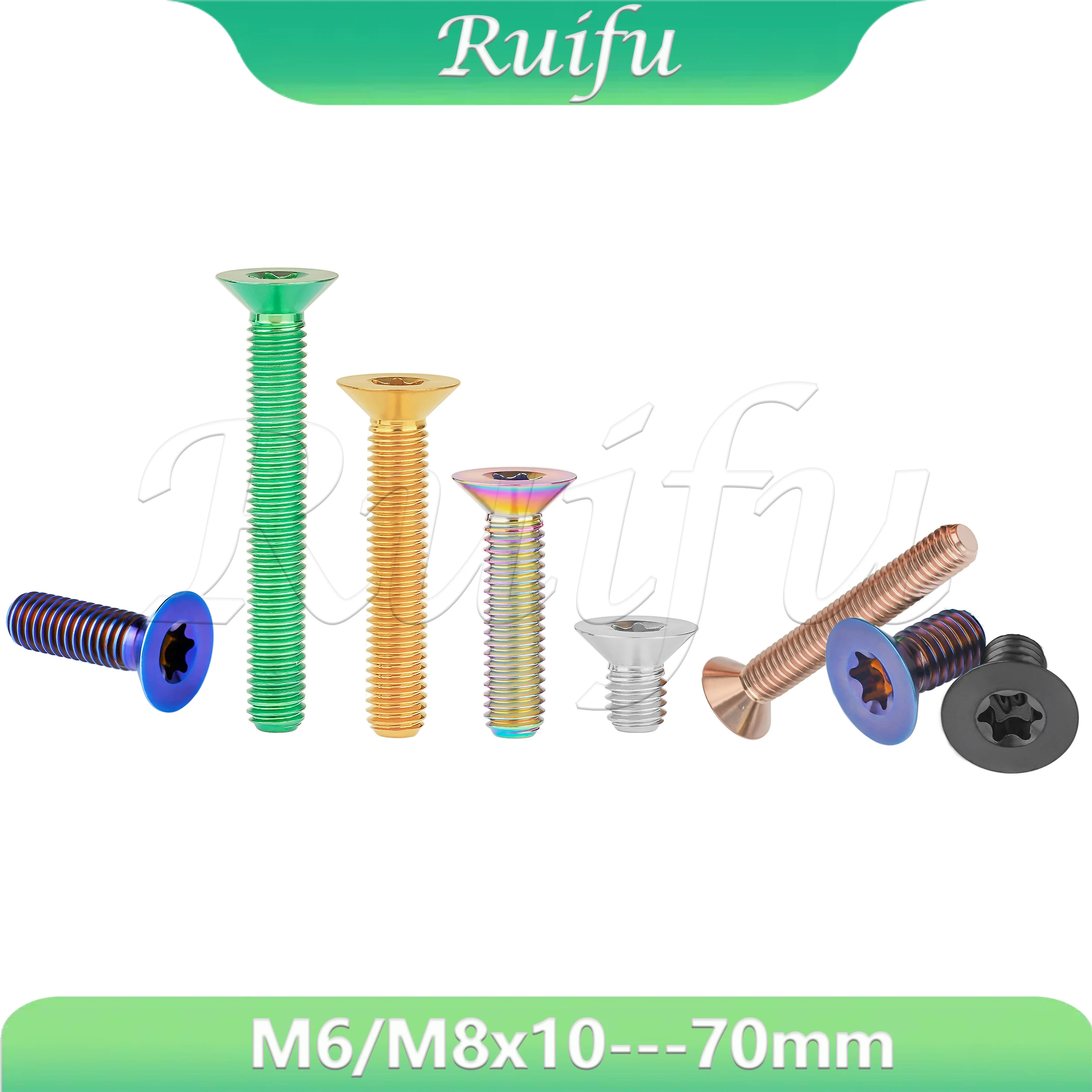 

Ruifu Titanium Bolt M6/M8x10/12/15/20/25/30/35/40/45/50/55/60/65/70/mm Torx Head Screw For Bicycle