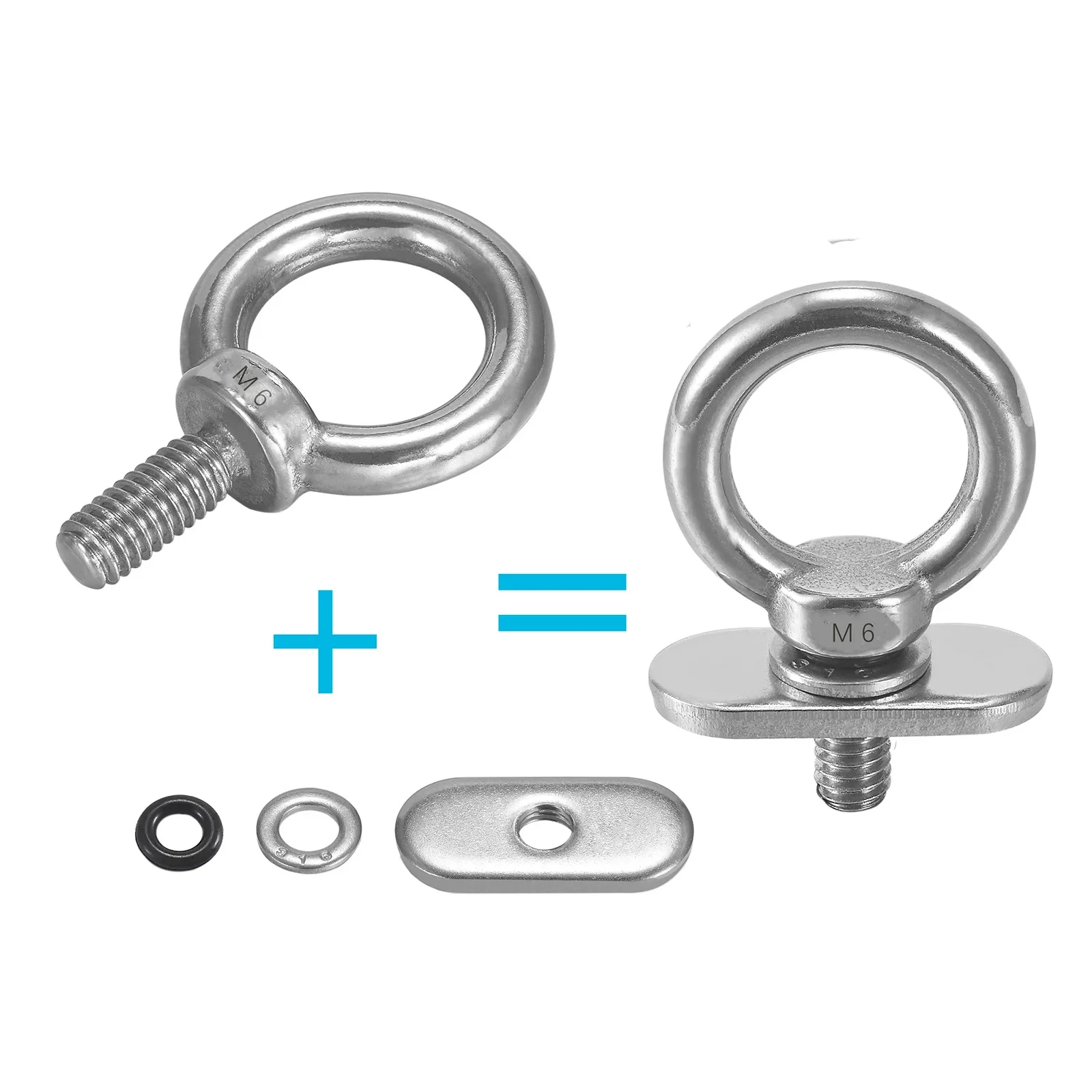 Track Mount Tie Down Eyelets,Kayak Track Accessories, M6 Bolt, 316 Stainless Steel(4 Pcs) Boat dock Boat valve Boats accessories