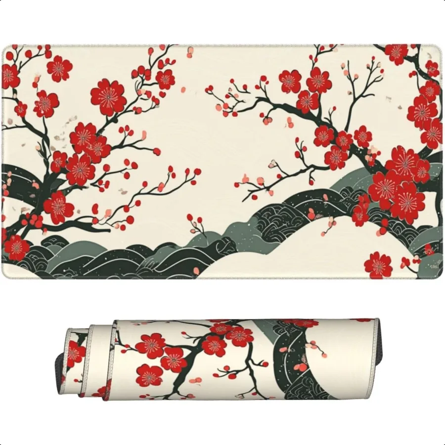

Japanese Desk Mat Cherry Blossom Waves Large Gaming Mouse Pad XL Anime Gaming Keyboard Mat NonSlip Rubber Base Mousepad Desk De
