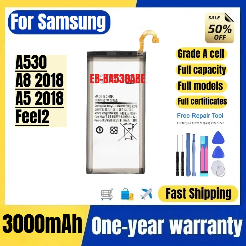 

EB-BA530ABE for Samsung A530/A8 2018/A5 2018/Feel2 Phone Battery High Quality High Capacity Replacement Bateria with Tools