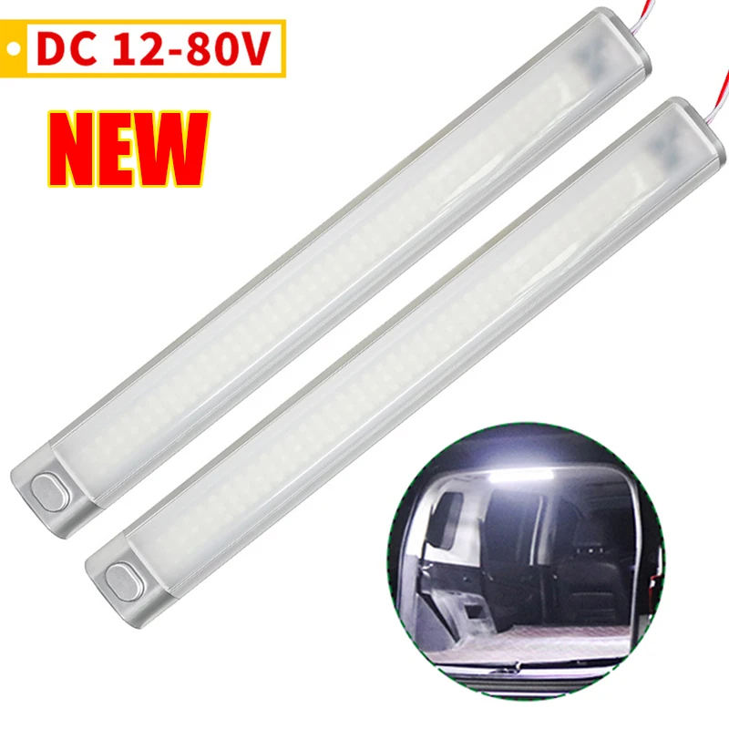 

120/168LED 12V-80V Car Interior Light Reading Lamp Strip Bar On/Off Switch For Van Lorry Truck Camper Caravan Camping RV Boat