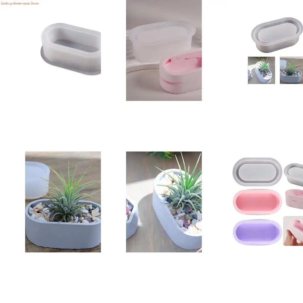 

F92D Planter Mold Fashion Oval Jewelry Storage Container Mold DIY Craft