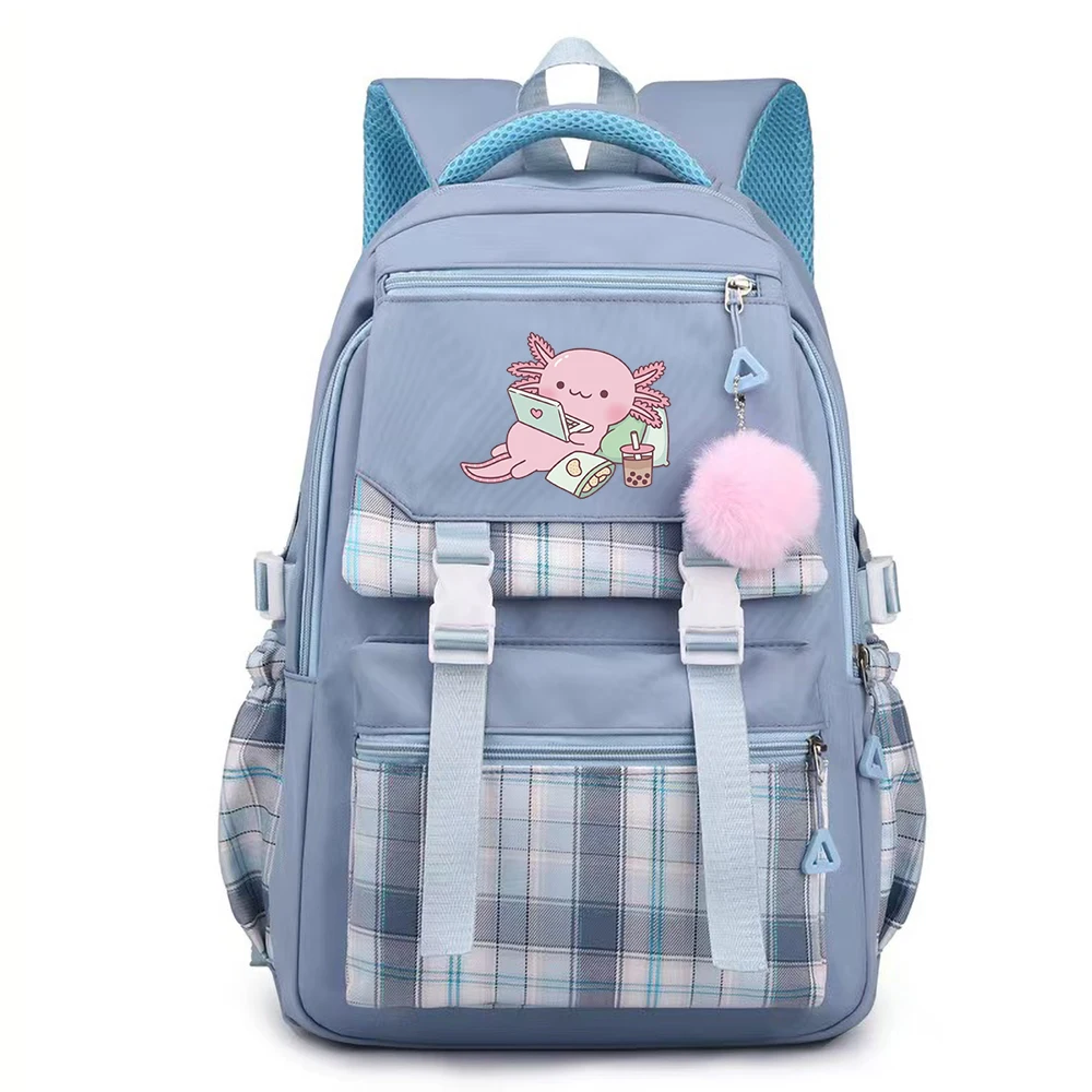 Cute Axolotl Backpack Print Backpacks Girls School Bag for Teenager Laptop Backpack