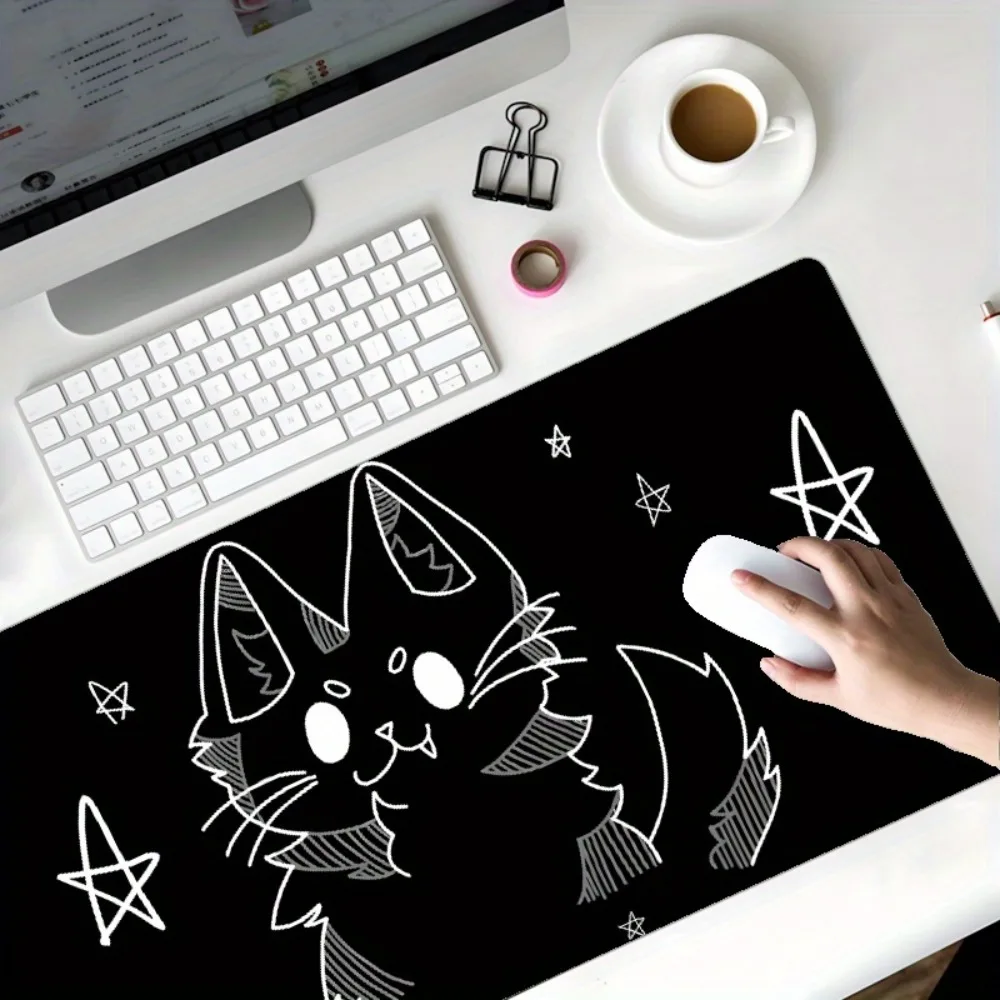 Black cat cartoon mouse pad, office desk supplies, gaming mouse pad, anime-themed mouse pad alfombrillas para escritorio