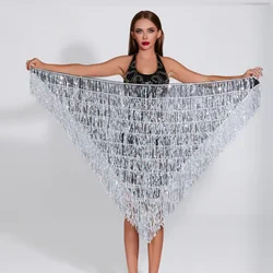 BellyDance Hip Scarf Stretchy Long Sequin Tassel Triangle Sequin Belly Dancing Stage Costume Belt Shawl Accessories IndianWaist