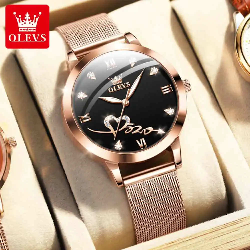 OLEVS New Women\'s Watches Elegant Original Waterproof Stainless steel Luminous Top Brand Ladies Wristwatch Ladies Quartz Watch