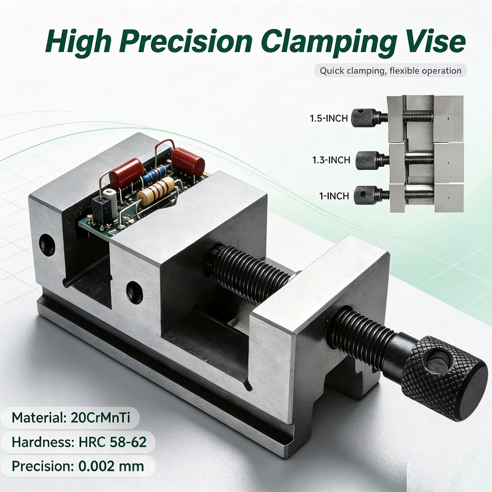 Mini Precision Parallel Jaw Vise for CNC Milling Machine QGG25/33/38 Cross V-Type Jaw Bench Vise 1-inch/1.3-inch/1.5-inch