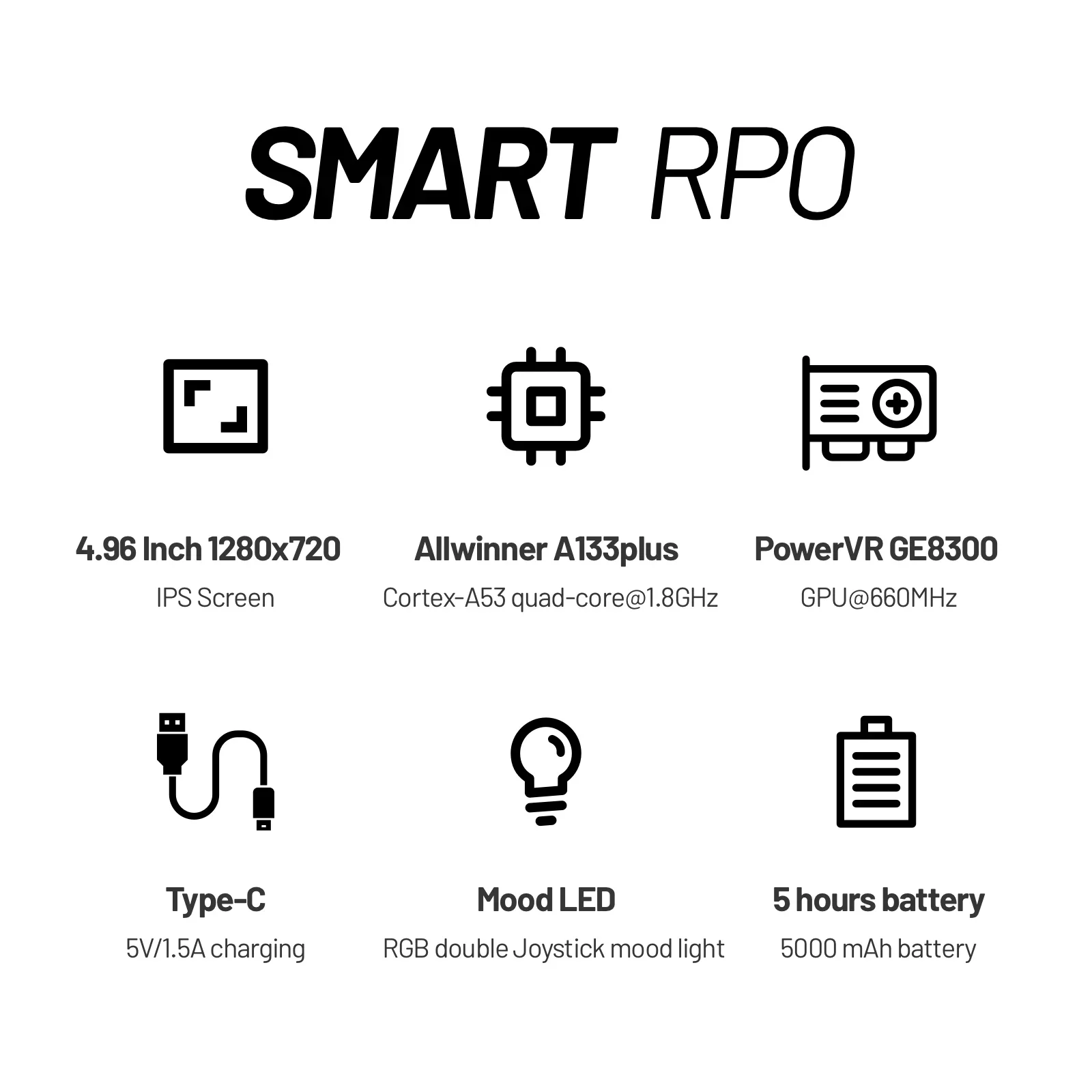 Trimui-Console de jeu Smart Pro Déterminer, Écran IPS 4.96 ", Joystick du système Linux, Éclairage RVB, Cadeau de lecteur de jeu vidéo rétro Smartpro