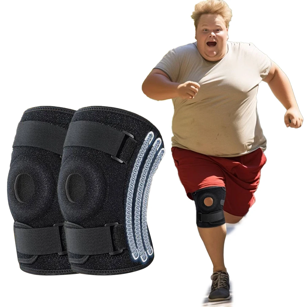 1PCS Plus Size Knee Brace for Men & Women - Open-Back Knee Support with Side Stabilizers & Patella Support for Meniscus Tear, Ar