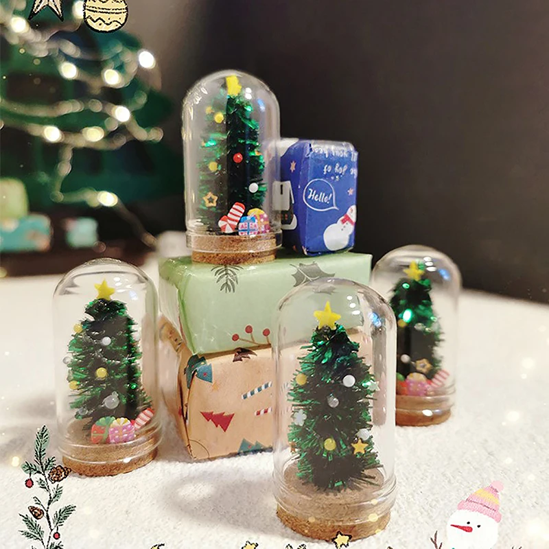Fashionable 1:12 Dollhouse Miniature Glass Christmas Tree Doll Toy Bottle Model Decor