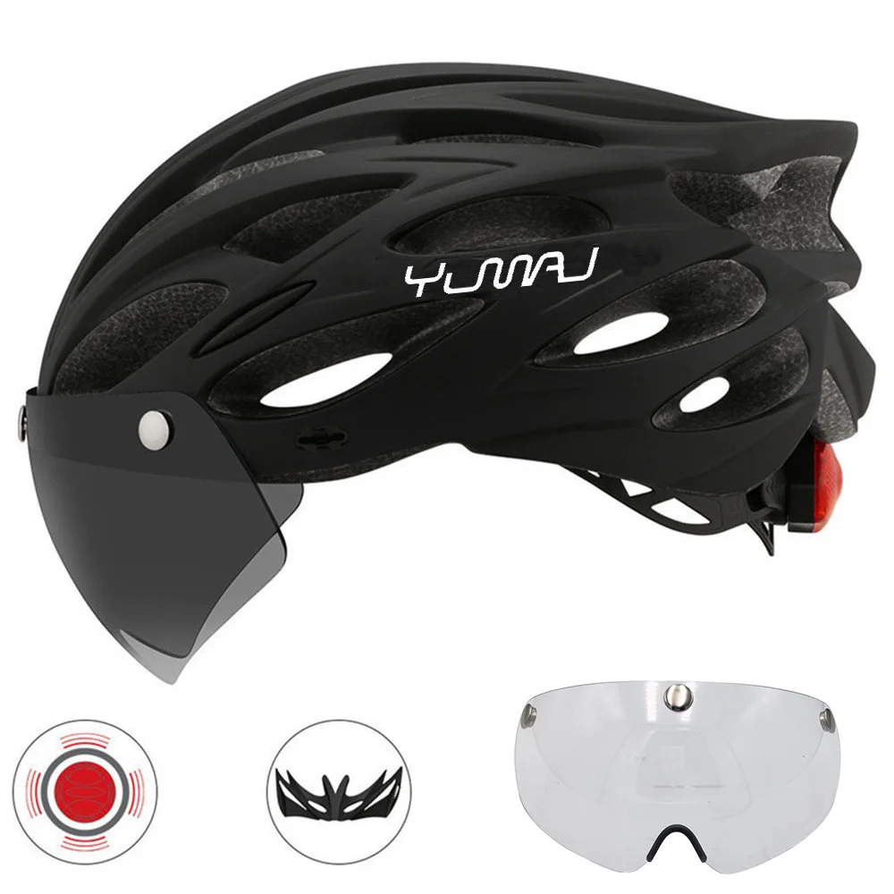 230g YUMAJ Ultraleichter Helm für Straße und Berge, Integral geformt mit abnehmbarem Visier, Fahrrad-Rücklicht-Helm CB-26 – Detail 14
