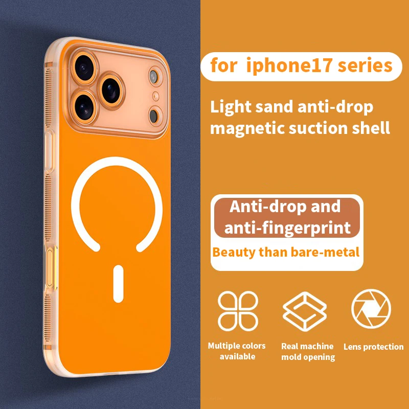 

Тонкий магнитный чехол для iPhone серии 17, матовый противоударный чехол из ТПУ, защита от отпечатков пальцев, защита от падения, защита объектива камеры