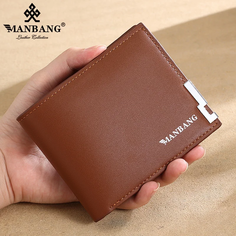 Hot Selling New Men\'s Short Wallet Iron Edge Korean Youth Men\'s Horizontal Wallet Trend Card Pack Purse