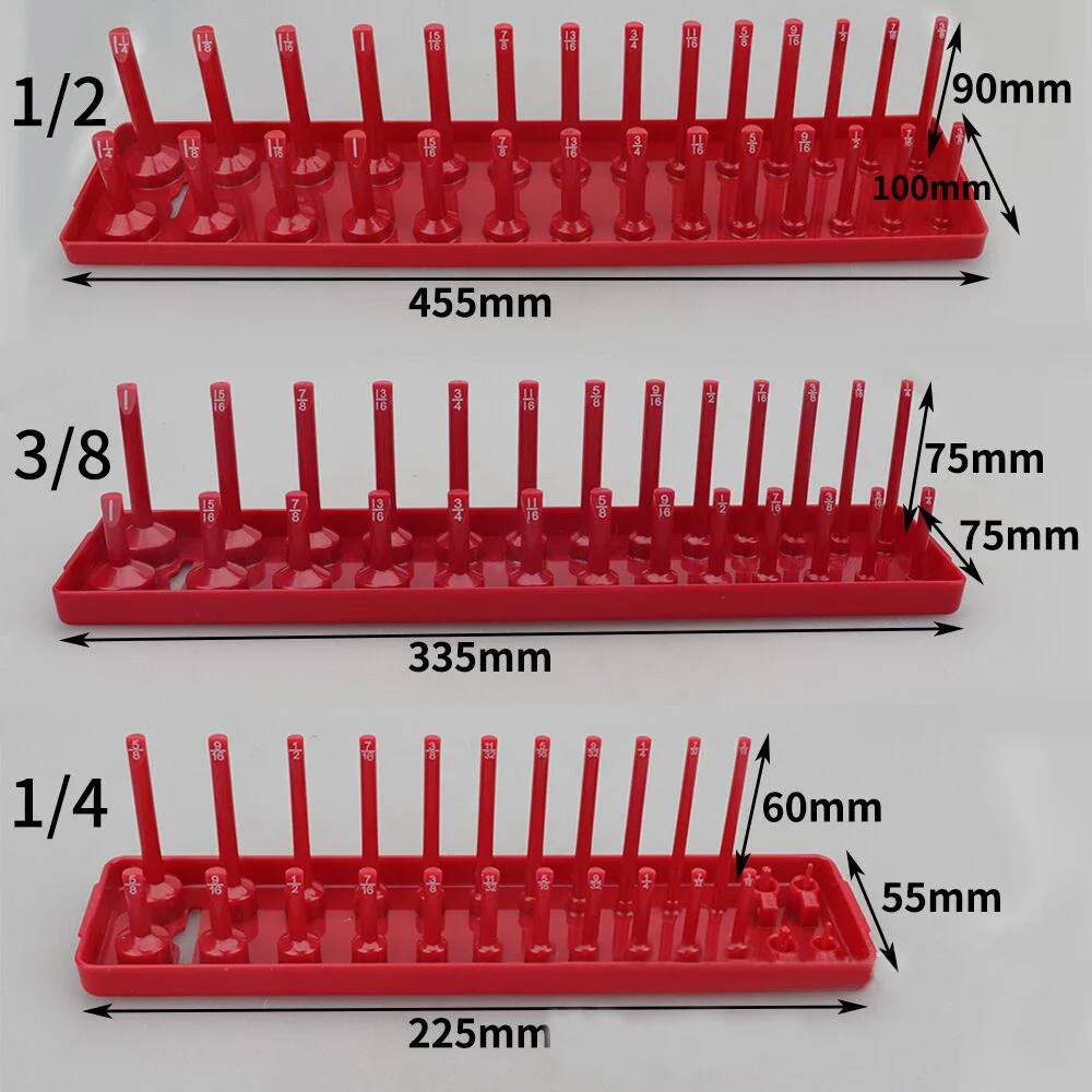 3PCS / Set Accessories Workshop Holder Storage Tool Socket Tray Organizer 1/4\'\' 3/8\'\' 1/2\'\' Metric Shelf Stand , werksta
