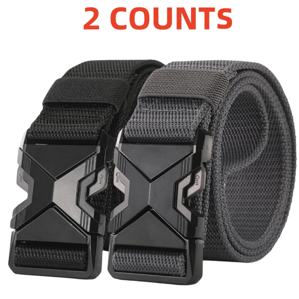 2PC Quick Release Pluggable Buckle Sports Belt Breathable Men Belts For Men Pants Belt Men Bbelt Perfect for Outdoor Adventures