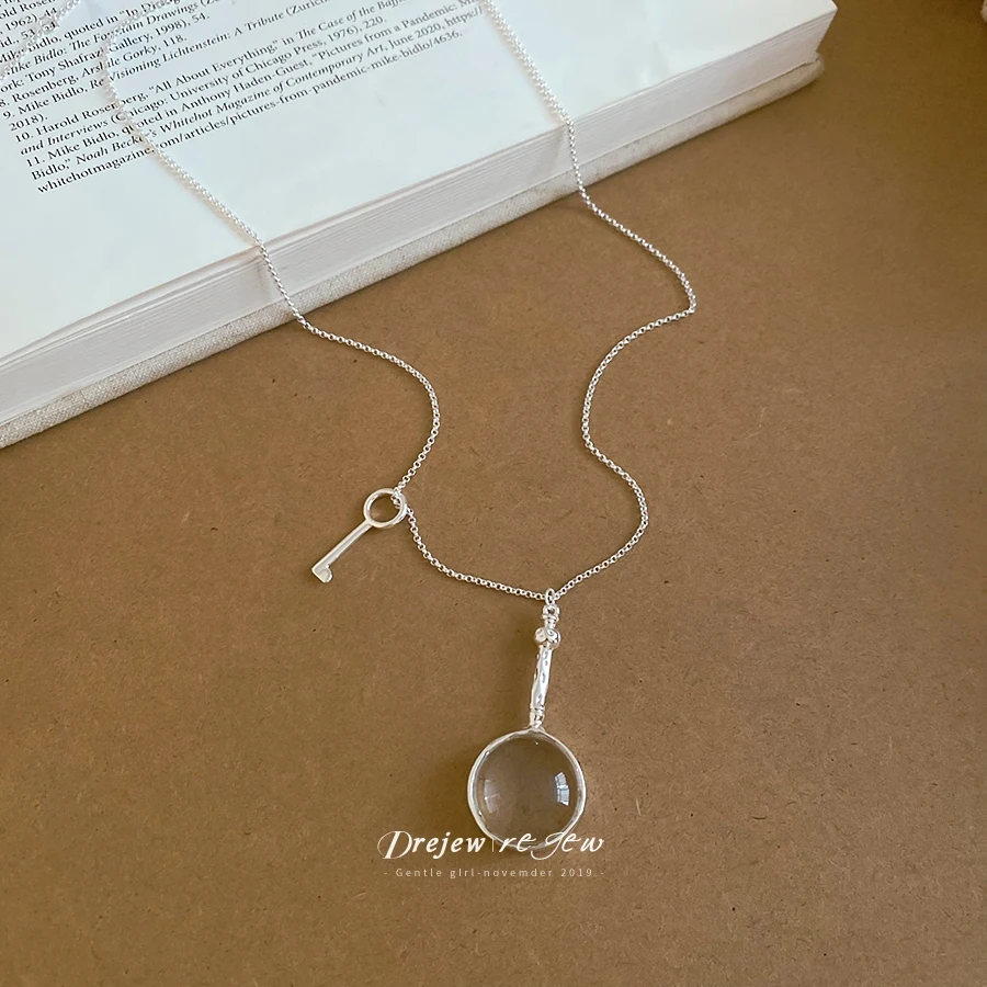 Drejew Magnifying Glass Key Pendant Necklace Niche Simple High End Clavicle Chain Fashion Personalized Necklace For Women