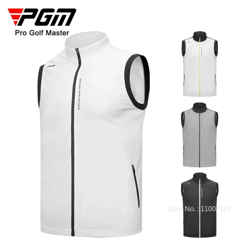 PGM Men Sleeveless Soft Golf Jackets Male Keep Warm Sport Vest Men Coldproof Zipper Pockets Coats Winter Casual Jackets M-XXL