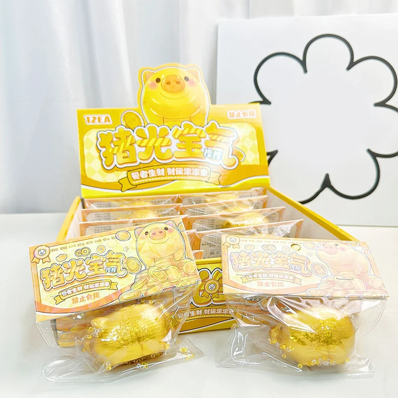 Nette Mini Simulation Gold Farbe Piggy Squeeze Spielzeug Schöne Stress Relief Spielzeug Weiche Mochi Dekompression Zappeln Spielzeug Für Kind Geschenke