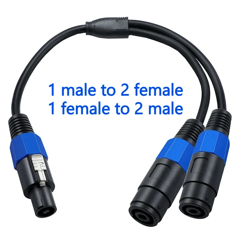 1Male/Female to2 Male / Female Splitter Cable Speaker Break Out Twist Lock Audio Cable 4 Core Wiring Harness Connector Plug 0.5m