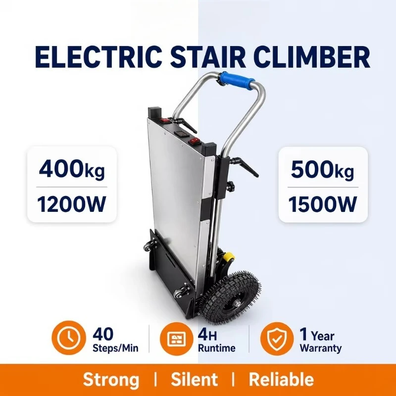 New Logistics Delivery 500kg Iron Wheeled Platform Cart Electric Stair Climber Trolley 48V Lithium Battery Hand Truck