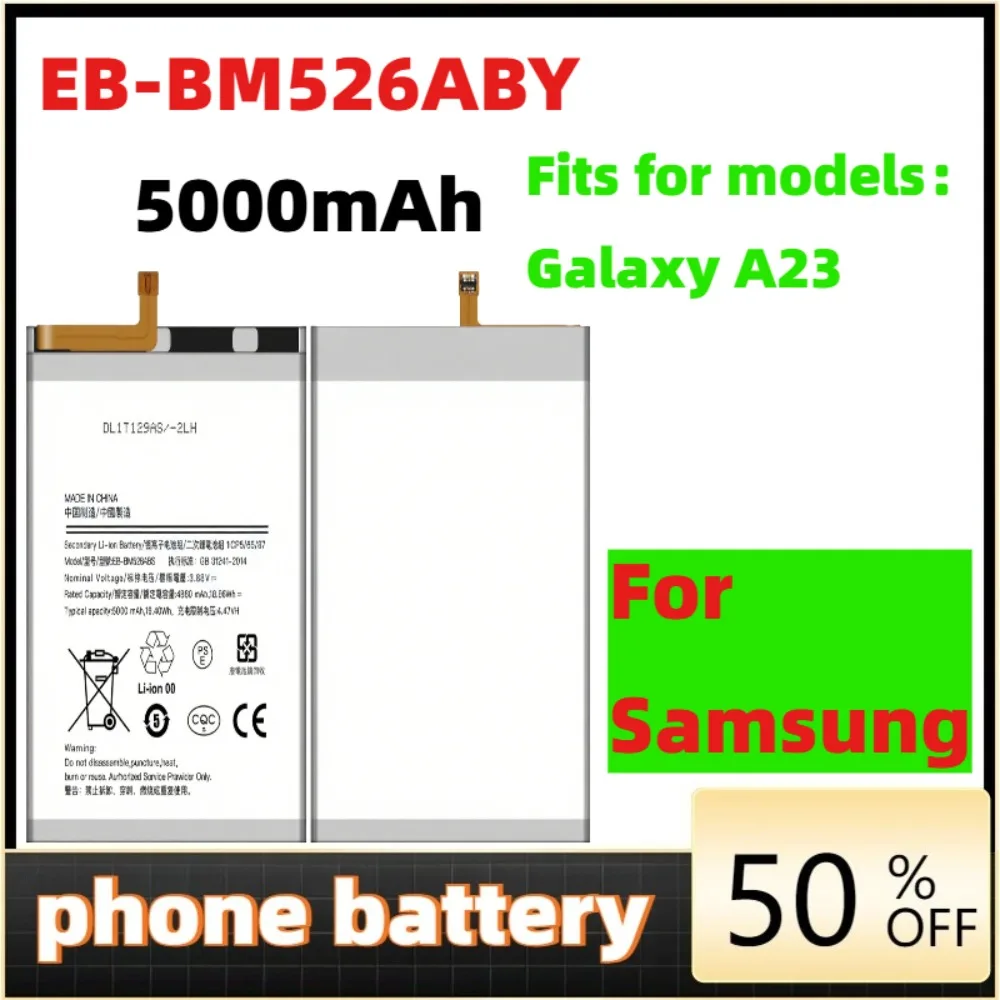 

Phone Batteries EB-BM526ABY 5000mAh Battery For Samsung Galaxy M56 M52 5G M23/F23 5G M53 5G A73 Phone Batteries