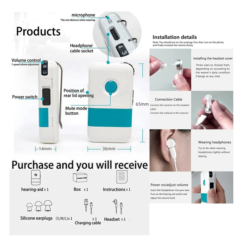 Pocket Hearing Aids Hearing Aids Pocket Talker Hearing Loss Fit For Seniors Rechargeable