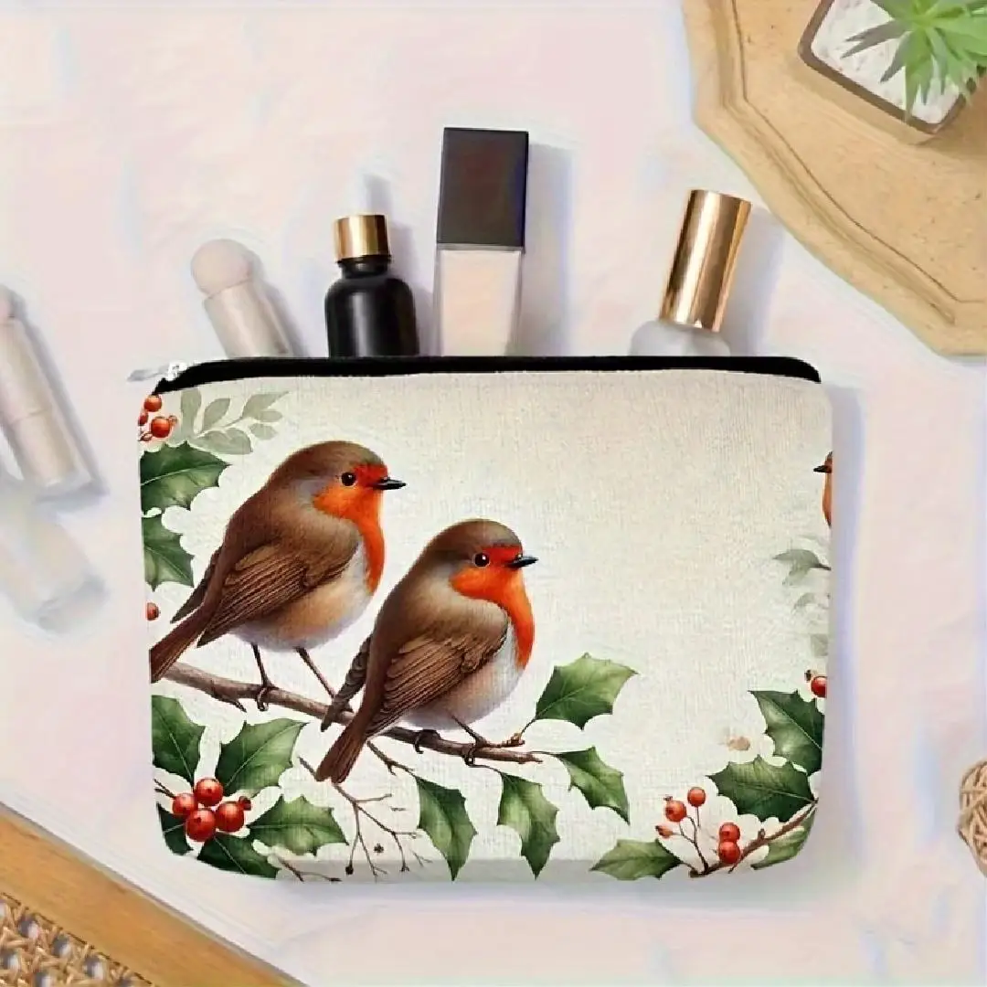 매력적인 작은 새 모양 화장품 가방 - 여성용 귀여운 다기능 지퍼 파우치, 보석 보관 가방