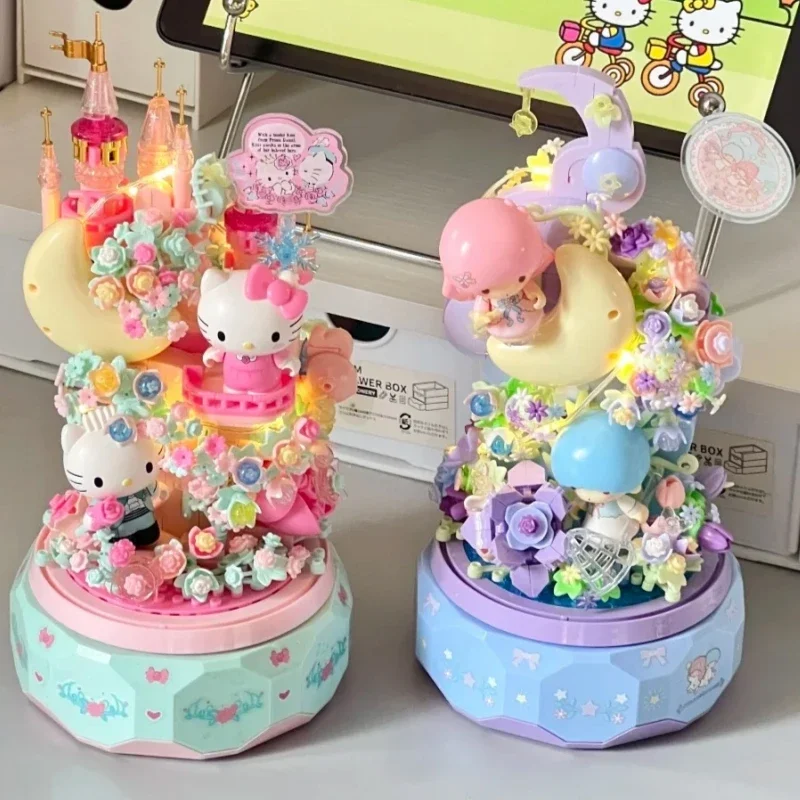 Sanrio Building Block Cartoon Hello Kitty Music Box Little Twin