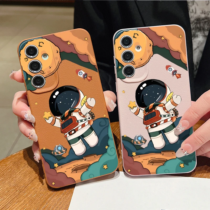 Cartoon Astronaut Soft Case For Samsung Galaxy S26 FE S25 S24 S23 S22 Ultra A57 A37 A18 A56 A36 A26 A55 A16 A15 A54 Phone Cover