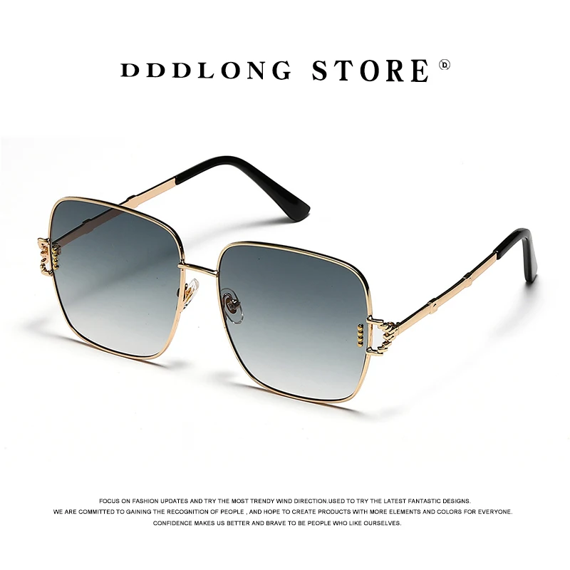 

DDDLONG Retro Fashion Square Sunglasses Women Men Metal Sun Glasses Classic Vintage UV400 Outdoor Oculos De Sol D93