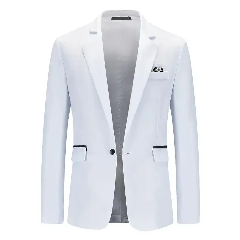 Traje de bloque de Color para hombre, chaqueta informal de moda de estilo occidental, trabajo de negocios, reunión de Color sólido, trabajo de Caballero de novio