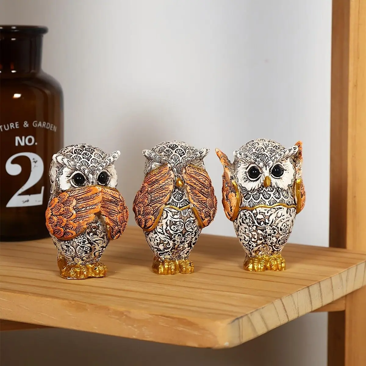 Tiny Owl Figurine Handcrafted Resin Sculpture Inspired by Oriental Aesthetics Perfect for Desk Shelf or Workspace Accent Minimal