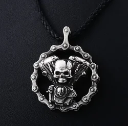 Cool Heavy Duty Skull Motorcycle Engine Chain Metal Pendant Rope Chain Men Biker Punk Rock Party Jewelry