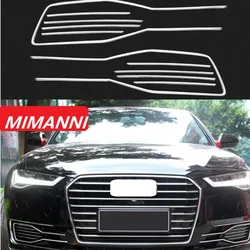 Front bumper fog light cover grille stainless steel decorative strip For Audi A6 C7 2016-2018